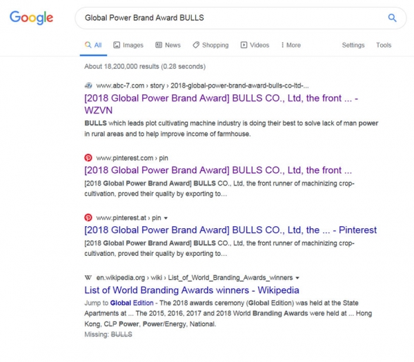 Global Power Brand Award BULLS<br>