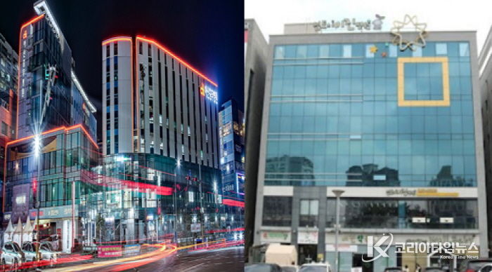(왼쪽) 아산충무병원과 (오른쪽) 신도시이진병원 전경