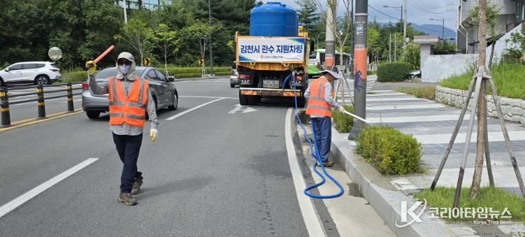 김천시, 폭염 장기화에 따른 비상 관수 총력