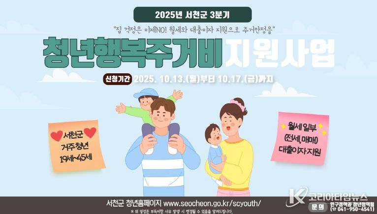 서천군, 3분기 청년 행복 주거비 신청․접수