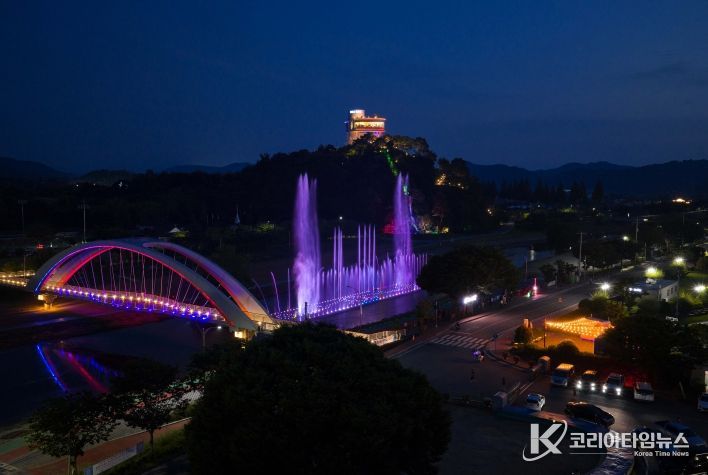 화순꽃강길 음악분수와 개미산 전망대