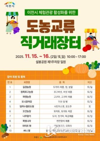 이천시, 체험관광활성화를 위한 도농 교류 직거래 장터 개최