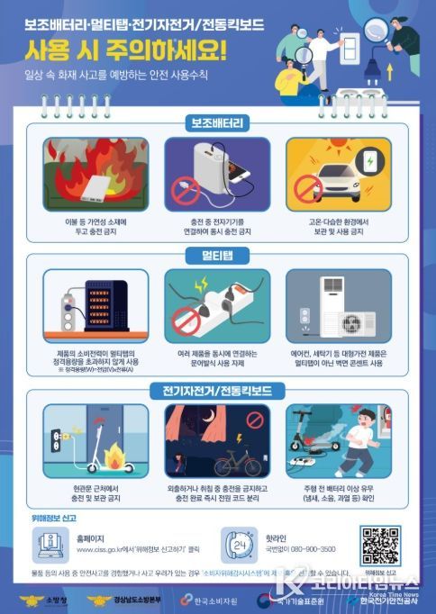 보조배터리·멀티탭·전기자전거/전동킥보드 화재사고 예방 홍보 포스터