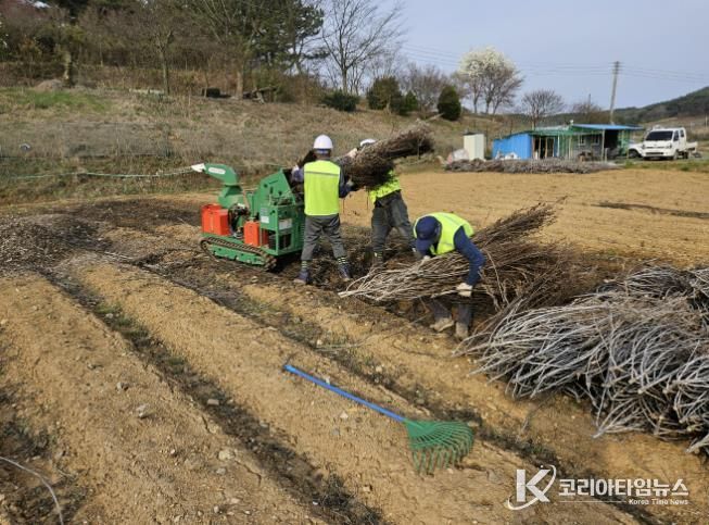 영농부산물 파쇄 모습.
