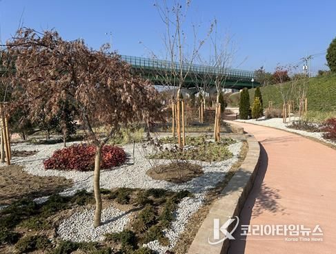 최근 불로동 1107-1번지 불로천 둔치에 생활밀착형 숲(실외정원) 조성사업을 완료했다.