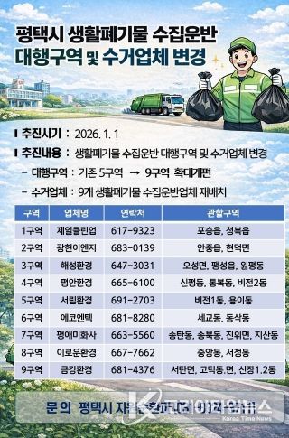평택시, 생활폐기물 수집 운반 체계 전면 개편