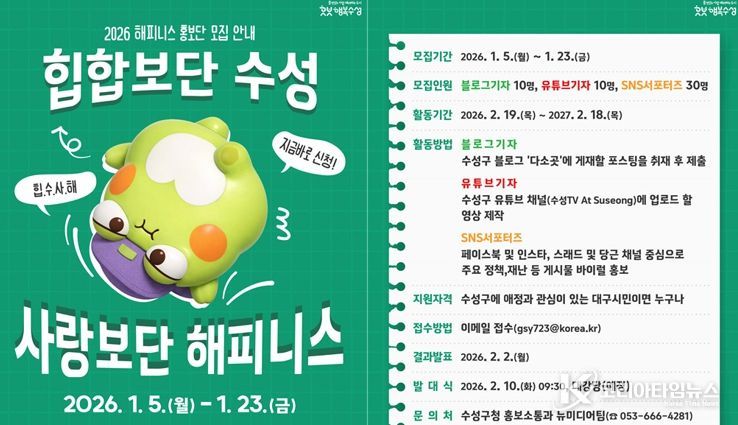 ‘2026년 해피니스 홍보단’ 모집 포스터