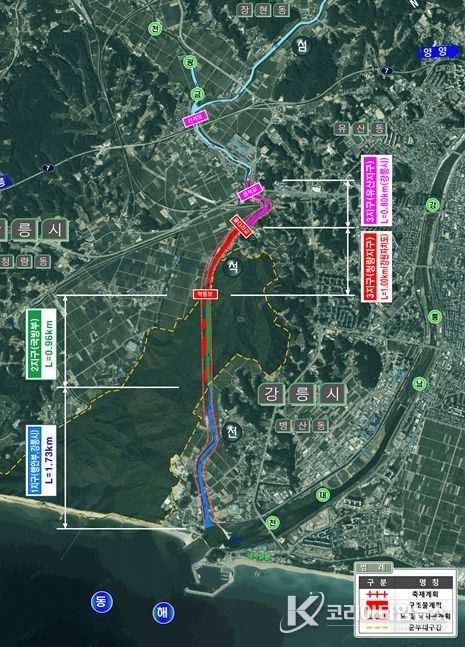 강릉 섬석천 지방하천 재해예방사업 현황도