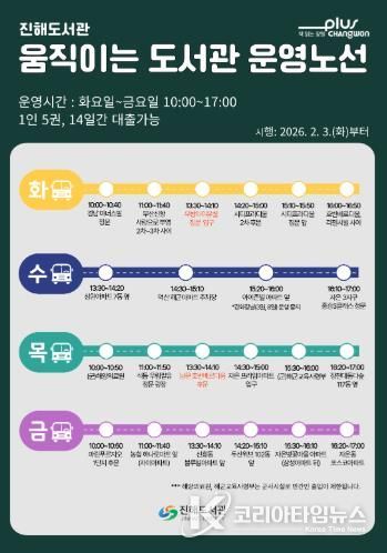 창원시 진해도서관, ‘움직이는 도서관’ 남문지구 노선 확대 운영