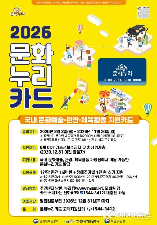 대구 동구, 2026년 문화누리카드