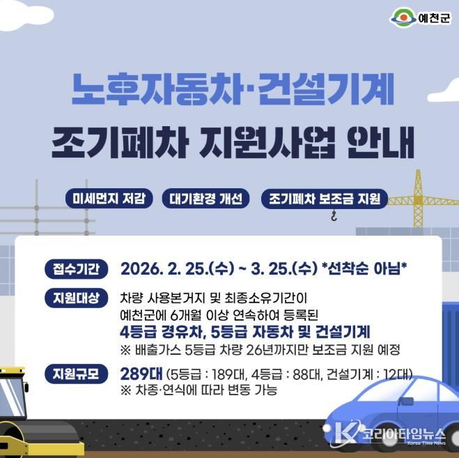 예천군, 노후자동차 조기폐차 지원사업 추진