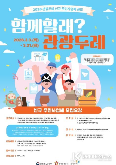 2026 관광두레 신규 주민사업체 공모 포스터