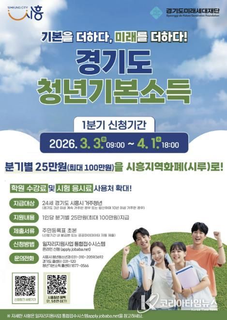 시흥시, 1분기 청년기본소득 신청 개시