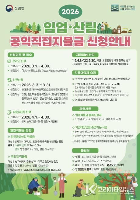 봉화군, 임업·산림 공익직접지불금 접수