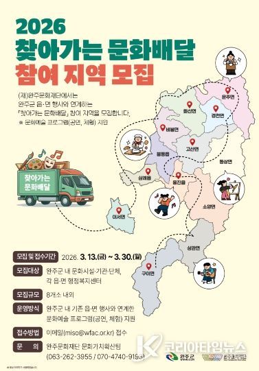 '2026 찾아가는 문화배달' 참여 지역 모집