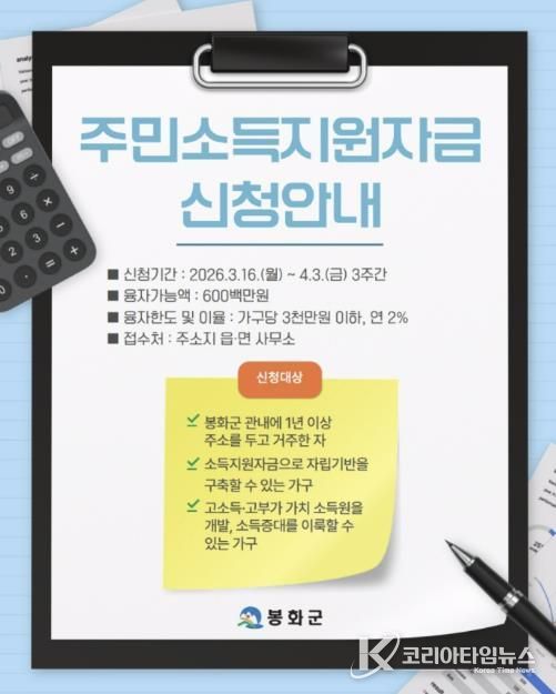 봉화군, ‘2026년 주민소득지원사업’시행