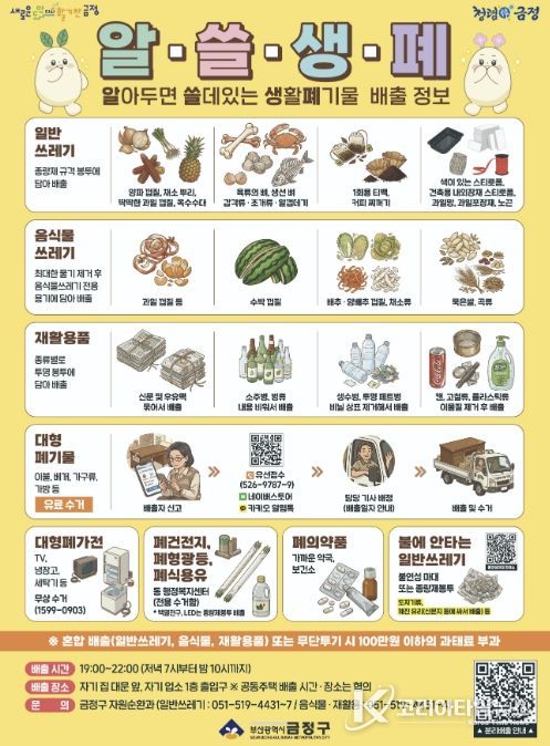 부산 금정구, 생활폐기물 배출 정보 홍보지(알‧쓸‧생‧폐) 제작